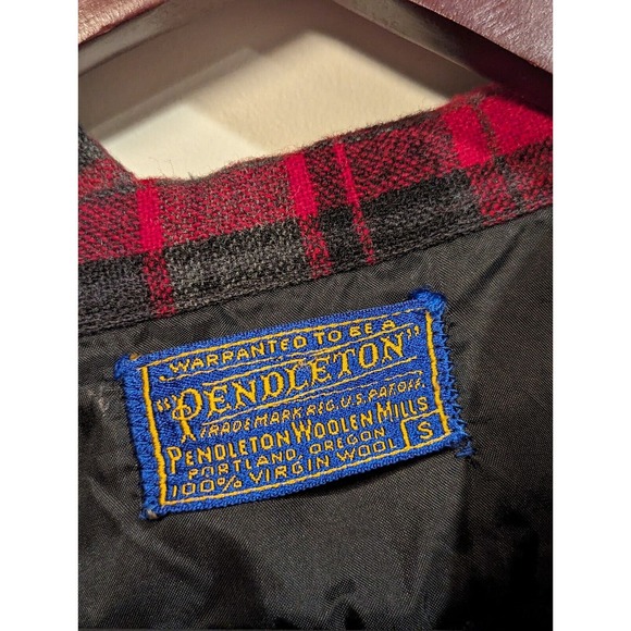 Vintage 1960's Pendleton Plaid Long Sleeve Button Up Wool Board Shirt Small - Picture 7 of 13